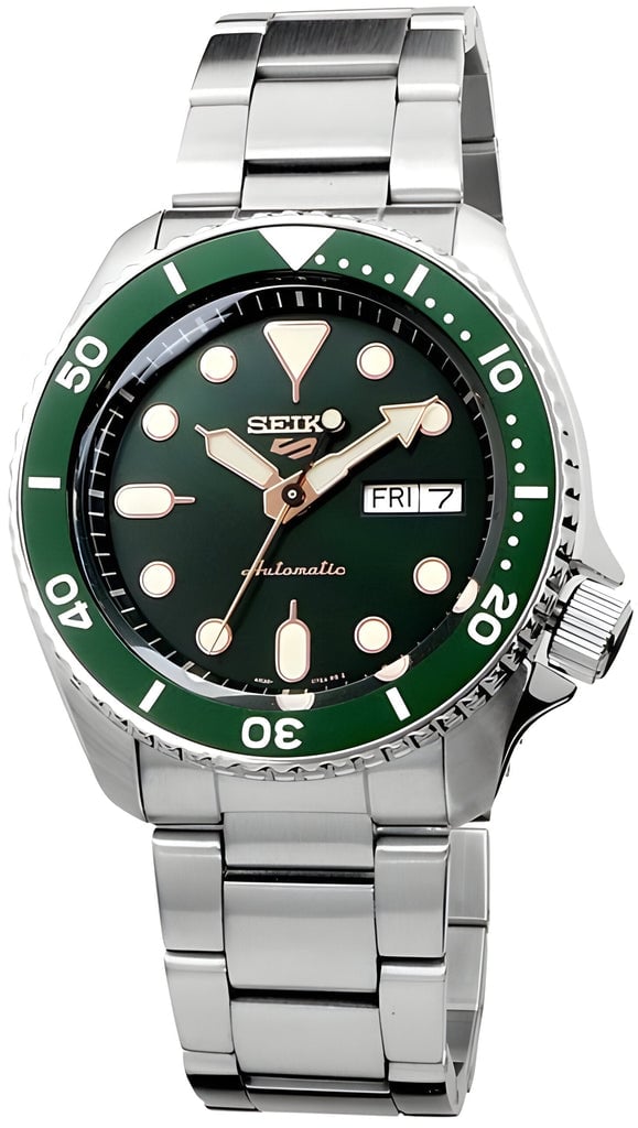 Seiko 5 Sports Automatic Analog Green Dial Silver Steel Strap Watch For Men - SRPD63K1 - Image 4